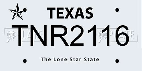TNR2116 Texas License Plate