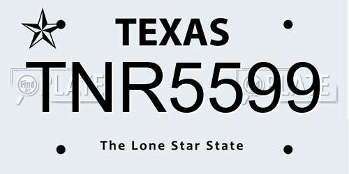 TNR5599 Texas License Plate