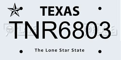 TNR6803 Texas License Plate