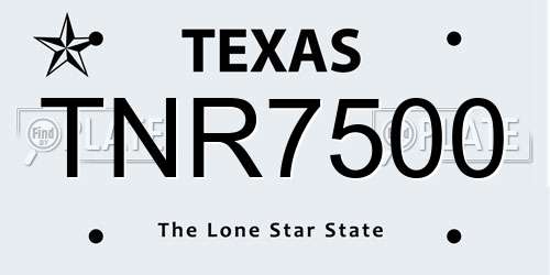 TNR7500 Texas License Plate