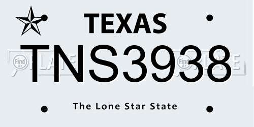 TNS3938 Texas License Plate