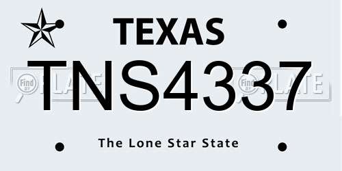 TNS4337 Texas License Plate