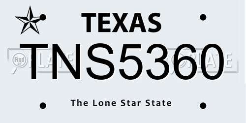 TNS5360 Texas License Plate