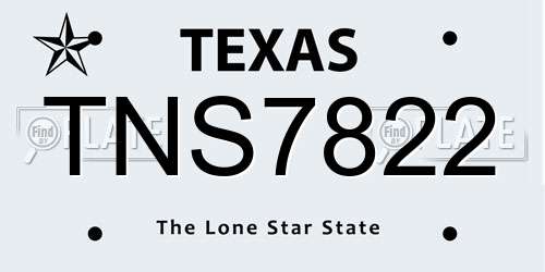 TNS7822 Texas License Plate