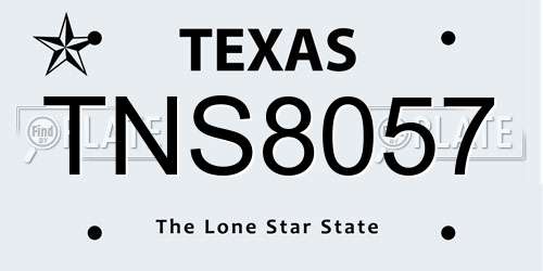 TNS8057 Texas License Plate