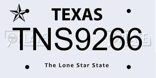 TNS9266 Texas License Plate