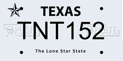 TNT152 Texas License Plate