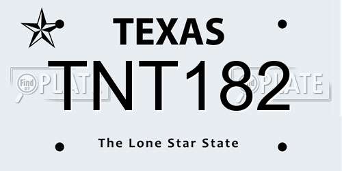 TNT182 Texas License Plate