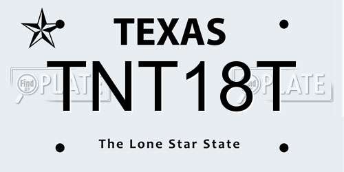 TNT18T Texas License Plate