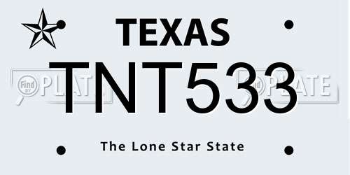 TNT533 Texas License Plate