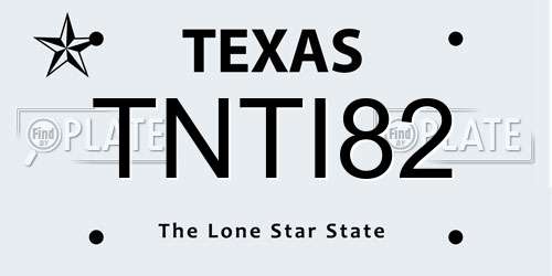 TNTI82 Texas License Plate