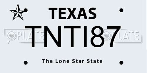 TNTI87 Texas License Plate