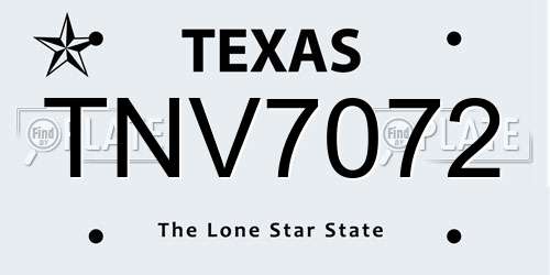 TNV7072 Texas License Plate