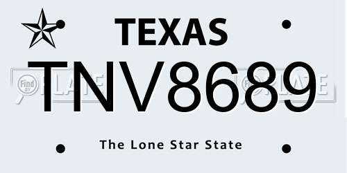 TNV8689 Texas License Plate