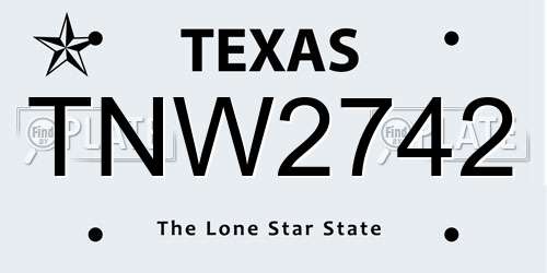 TNW2742 Texas License Plate