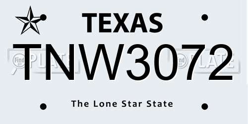 TNW3072 Texas License Plate