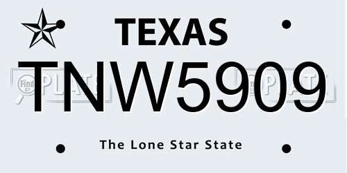 TNW5909 Texas License Plate