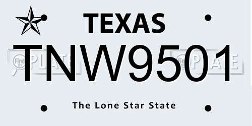 TNW9501 Texas License Plate