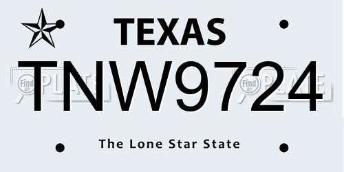 TNW9724 Texas License Plate