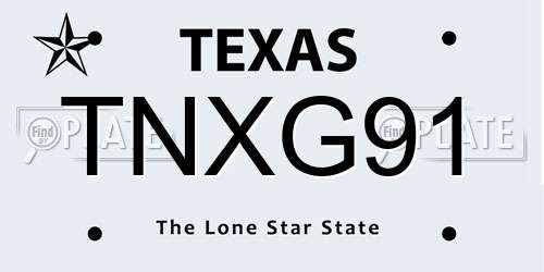 TNXG91 Texas License Plate