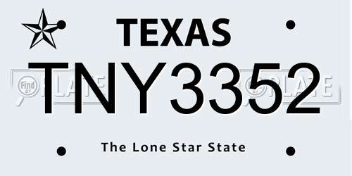 TNY3352 Texas License Plate