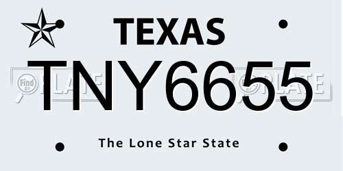 TNY6655 Texas License Plate