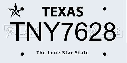 TNY7628 Texas License Plate
