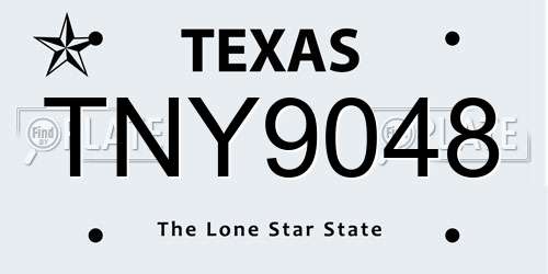 TNY9048 Texas License Plate