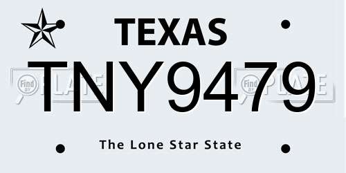 TNY9479 Texas License Plate