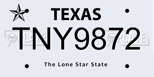 TNY9872 Texas License Plate