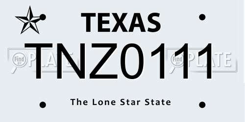 TNZ0111 Texas License Plate