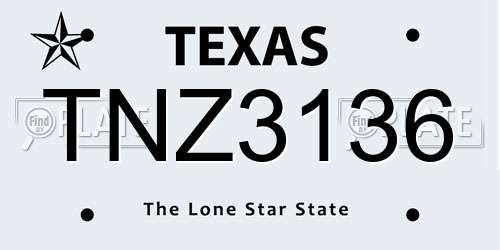 TNZ3136 Texas License Plate