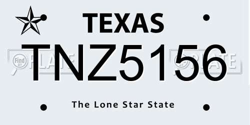 TNZ5156 Texas License Plate