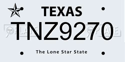 TNZ9270 Texas License Plate