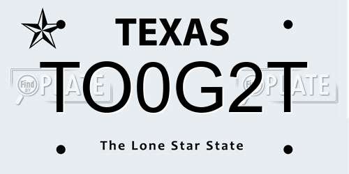 TO0G2T Texas License Plate