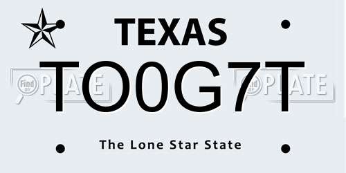 TO0G7T Texas License Plate