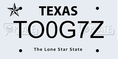 TO0G7Z Texas License Plate