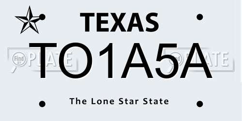 TO1A5A Texas License Plate