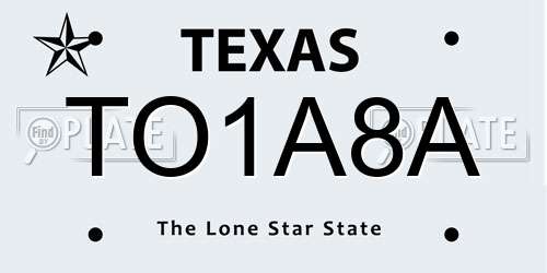TO1A8A Texas License Plate