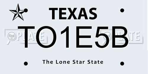 TO1E5B Texas License Plate