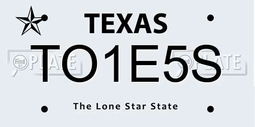 TO1E5S Texas License Plate