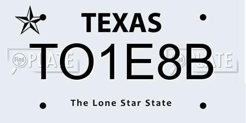 TO1E8B Texas License Plate