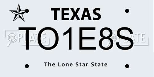 TO1E8S Texas License Plate