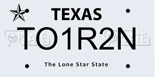 TO1R2N Texas License Plate