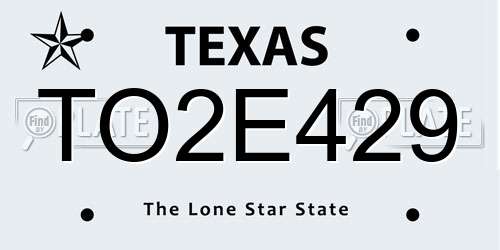 TO2E429 Texas License Plate