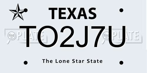 TO2J7U Texas License Plate