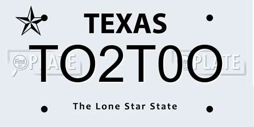 TO2T0O Texas License Plate