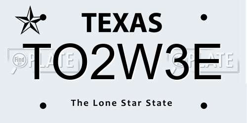 TO2W3E Texas License Plate