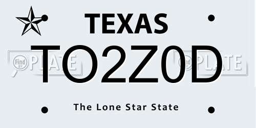 TO2Z0D Texas License Plate