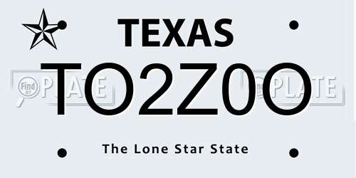 TO2Z0O Texas License Plate